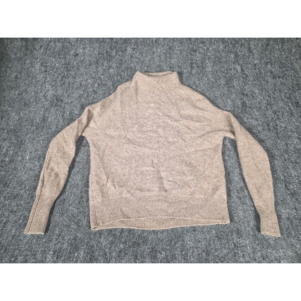 Womens Small Sweater Cashmere Beige Mock Neck Knit Magaschoni Slouchy Top